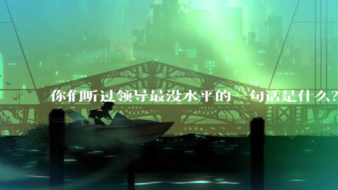 你们听过领导最没水平的一句话是什么？