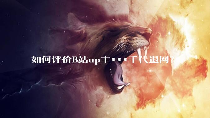 如何评价B站up主***千代退网？
